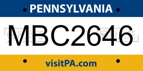 MBC2646 Pennsylvania License Plate