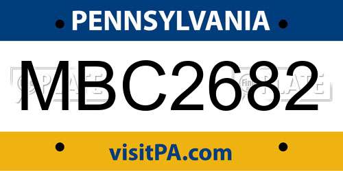 MBC2682 Pennsylvania License Plate