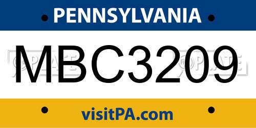 MBC3209 Pennsylvania License Plate