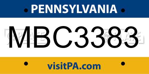 MBC3383 Pennsylvania License Plate