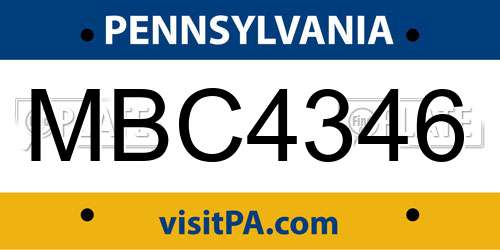 MBC4346 Pennsylvania License Plate