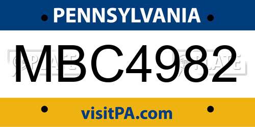 MBC4982 Pennsylvania License Plate