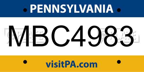 MBC4983 Pennsylvania License Plate