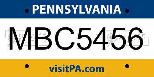 MBC5456 Pennsylvania License Plate