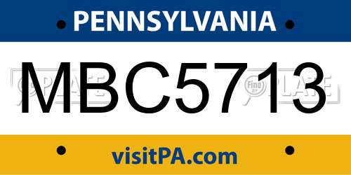 MBC5713 Pennsylvania License Plate