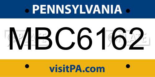 MBC6162 Pennsylvania License Plate