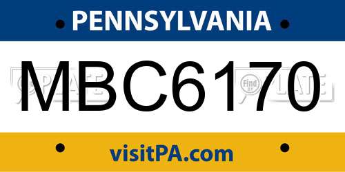 MBC6170 Pennsylvania License Plate