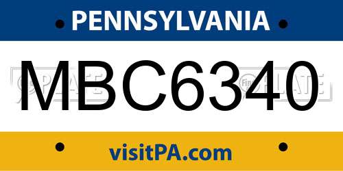 MBC6340 Pennsylvania License Plate