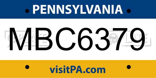MBC6379 Pennsylvania License Plate