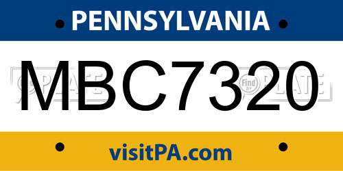 MBC7320 Pennsylvania License Plate