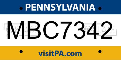 MBC7342 Pennsylvania License Plate