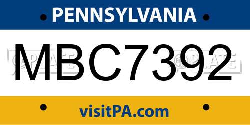MBC7392 Pennsylvania License Plate