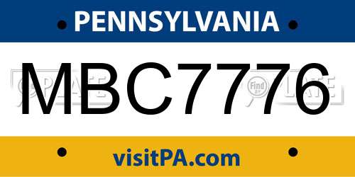 MBC7776 Pennsylvania License Plate