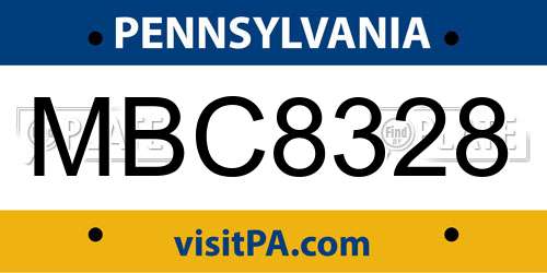 MBC8328 Pennsylvania License Plate