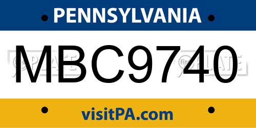 MBC9740 Pennsylvania License Plate
