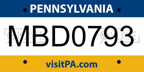 MBD0793 Pennsylvania License Plate