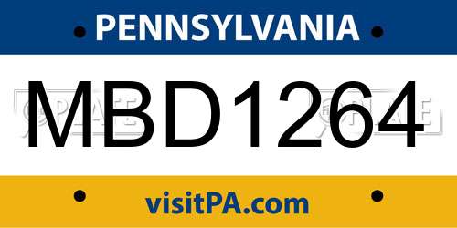 MBD1264 Pennsylvania License Plate