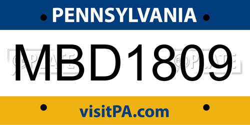 MBD1809 Pennsylvania License Plate