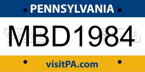 MBD1984 Pennsylvania License Plate