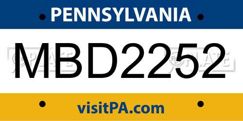 MBD2252 Pennsylvania License Plate