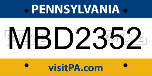 MBD2352 Pennsylvania License Plate