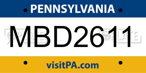 MBD2611 Pennsylvania License Plate