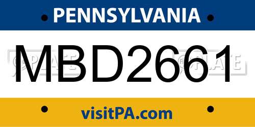 MBD2661 Pennsylvania License Plate
