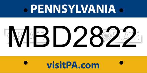 MBD2822 Pennsylvania License Plate