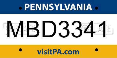 MBD3341 Pennsylvania License Plate