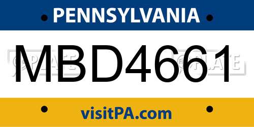 MBD4661 Pennsylvania License Plate