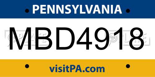 MBD4918 Pennsylvania License Plate