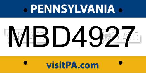 MBD4927 Pennsylvania License Plate