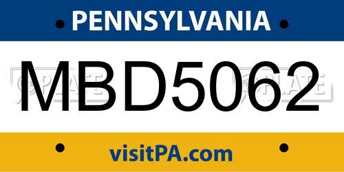 MBD5062 Pennsylvania License Plate