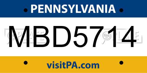 MBD5714 Pennsylvania License Plate