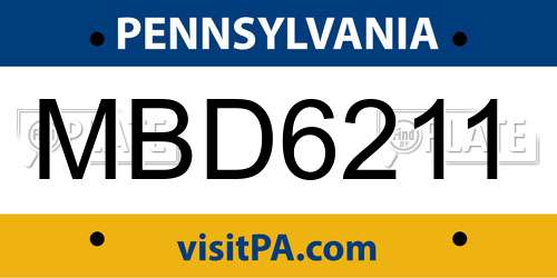 MBD6211 Pennsylvania License Plate