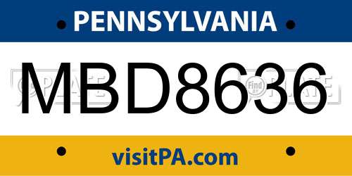 MBD8636 Pennsylvania License Plate