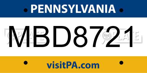 MBD8721 Pennsylvania License Plate