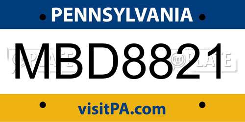 MBD8821 Pennsylvania License Plate