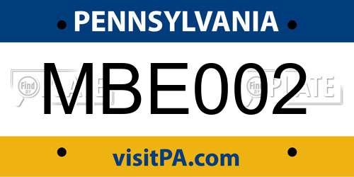 MBE002 Pennsylvania License Plate