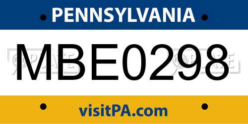 MBE0298 Pennsylvania License Plate