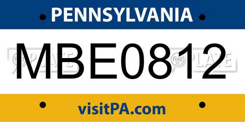 MBE0812 Pennsylvania License Plate