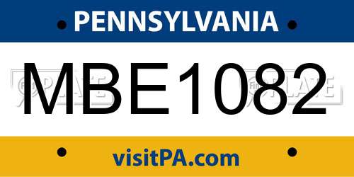 MBE1082 Pennsylvania License Plate