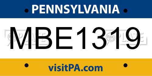 MBE1319 Pennsylvania License Plate