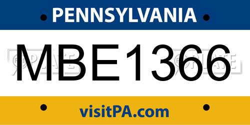 MBE1366 Pennsylvania License Plate
