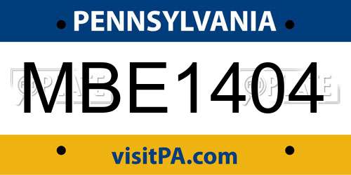 MBE1404 Pennsylvania License Plate