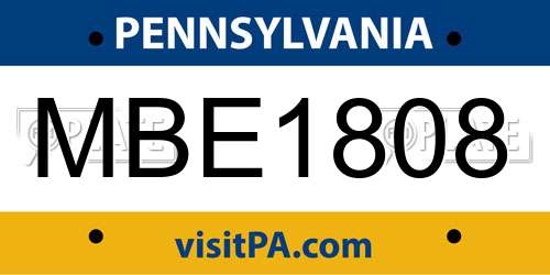 MBE1808 Pennsylvania License Plate