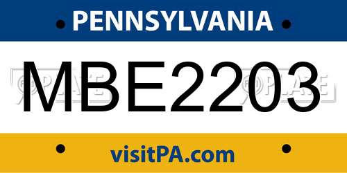 MBE2203 Pennsylvania License Plate