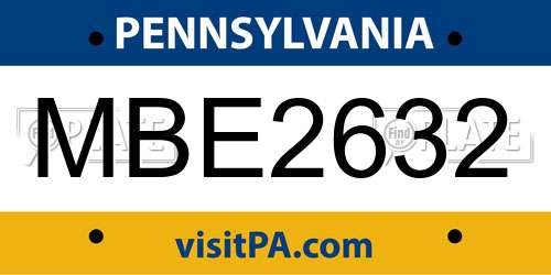 MBE2632 Pennsylvania License Plate