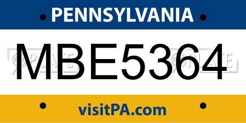 MBE5364 Pennsylvania License Plate