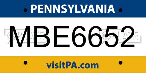 MBE6652 Pennsylvania License Plate